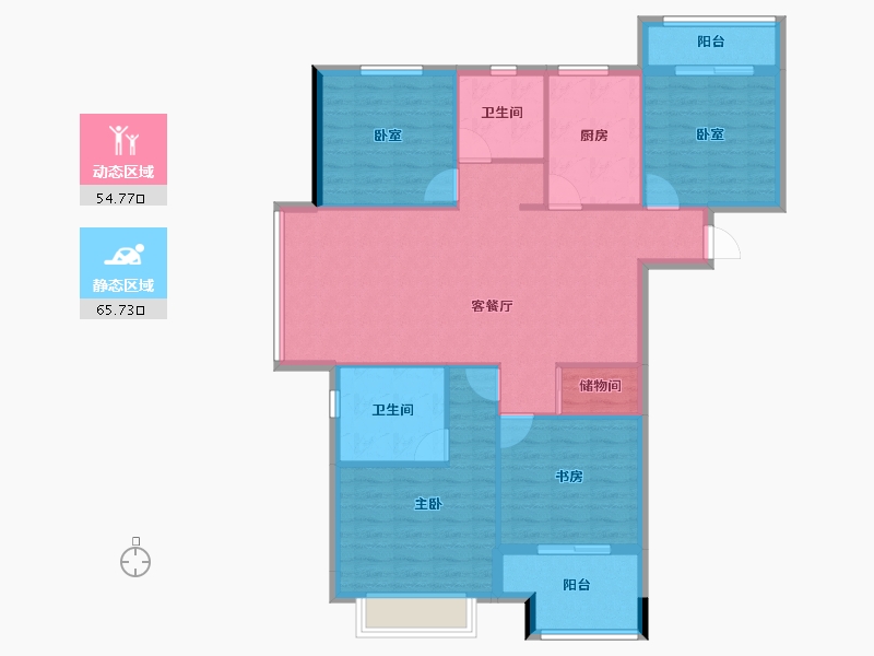 湖北省-襄阳市-房投翰林府-109.60-户型库-动静分区