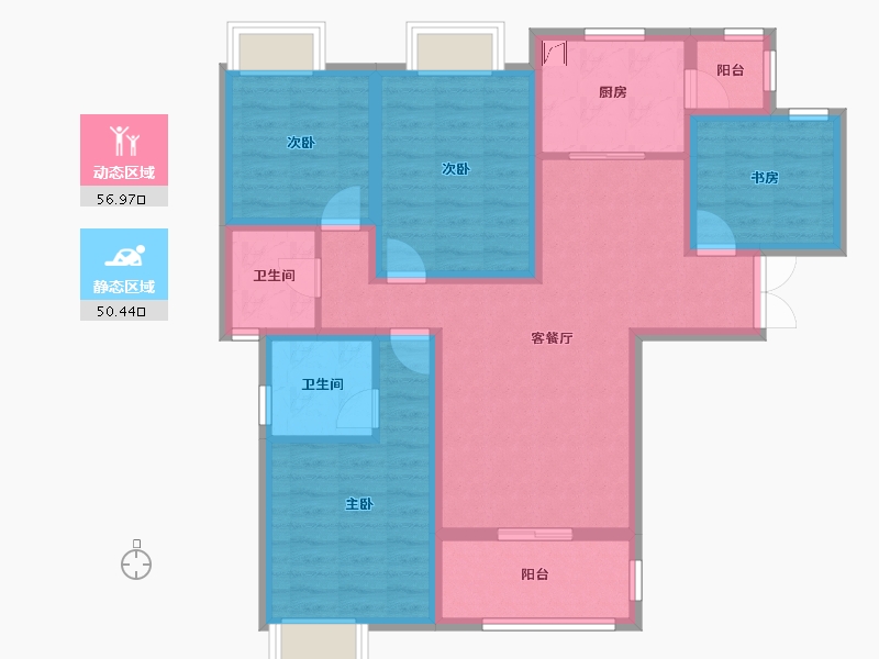 四川省-德阳市-保利国际城中央花园-94.35-户型库-动静分区