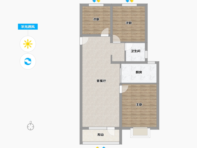 山东省-烟台市-烟台华润中心-87.15-户型库-采光通风