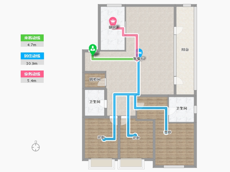 山东省-烟台市-烟台华润中心-148.40-户型库-动静线