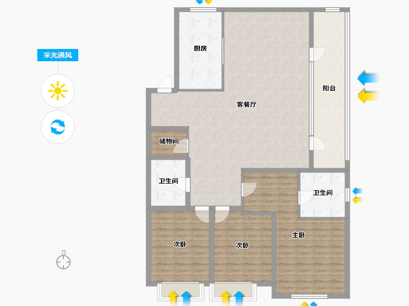 山东省-烟台市-烟台华润中心-148.40-户型库-采光通风