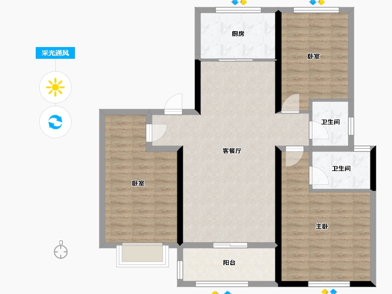 河南省-洛阳市-建业中州上院-100.41-户型库-采光通风