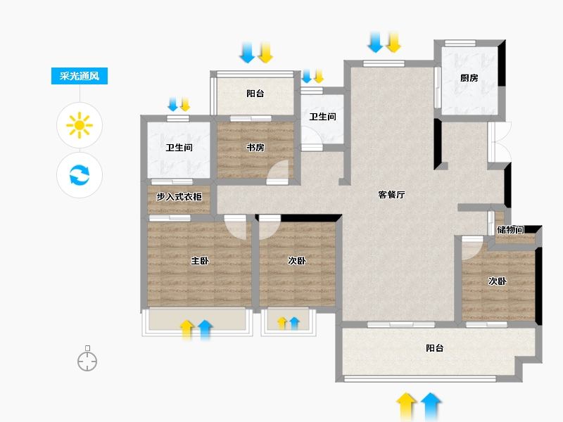 安徽省-亳州市-星海国际广场-113.06-户型库-采光通风