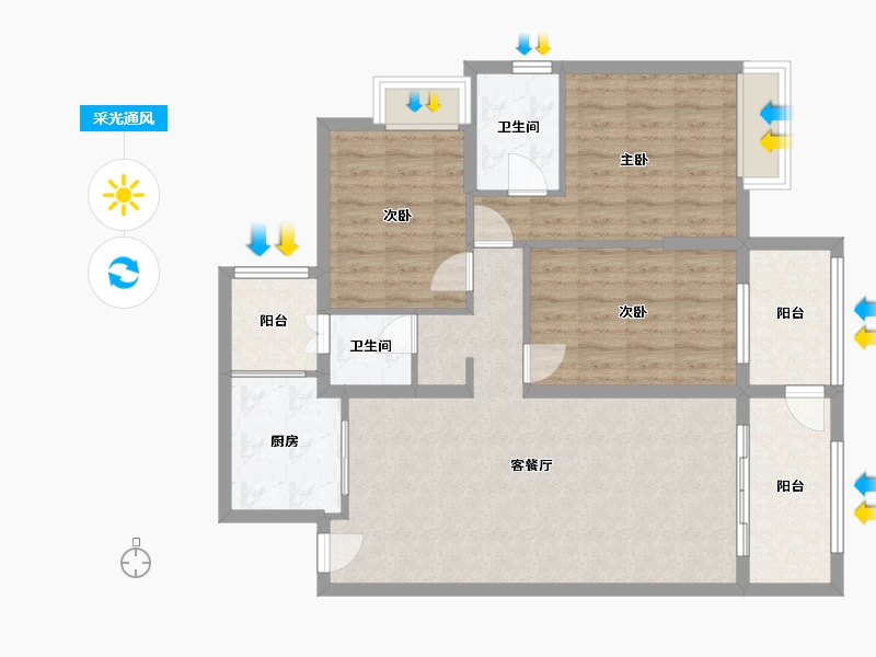 湖南省-郴州市-中港珑熙府-105.00-户型库-采光通风