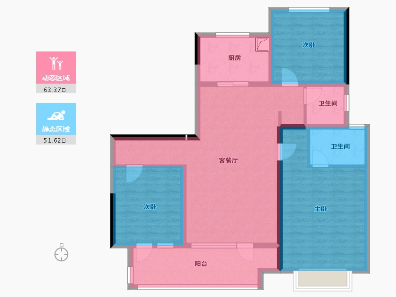 山东省-烟台市-烟台高新吾悦广场-102.40-户型库-动静分区