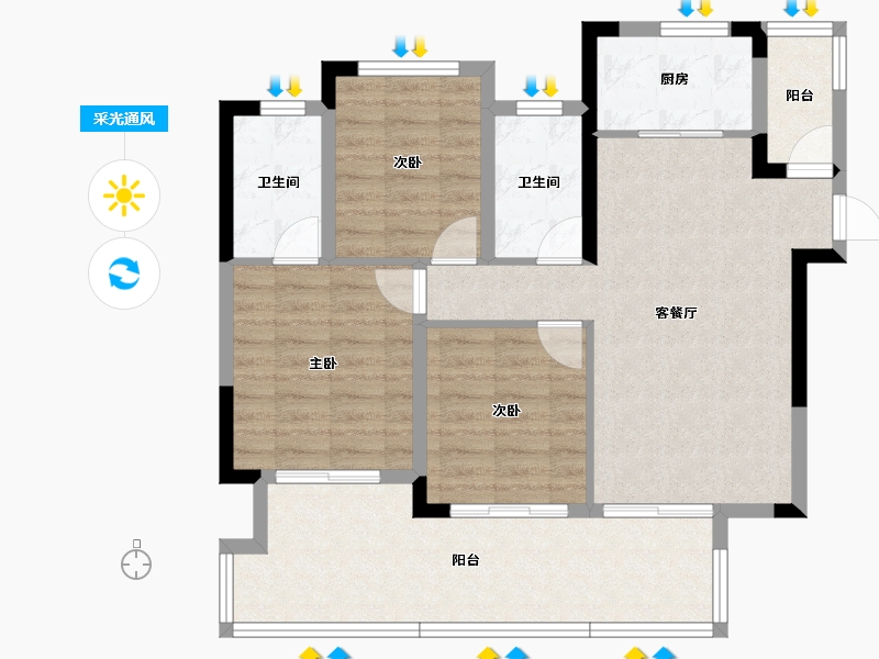 四川省-成都市-梦享春山可望-88.92-户型库-采光通风