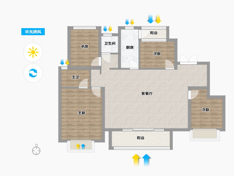 四川省-成都市-新城金樾世家-105.96-户型库-采光通风