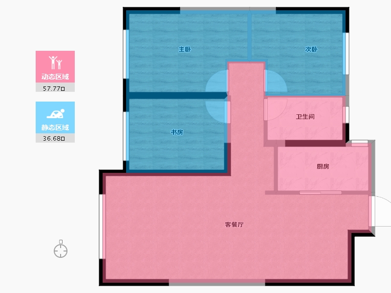 内蒙古自治区-乌兰察布市-东方·壹号院-85.42-户型库-动静分区