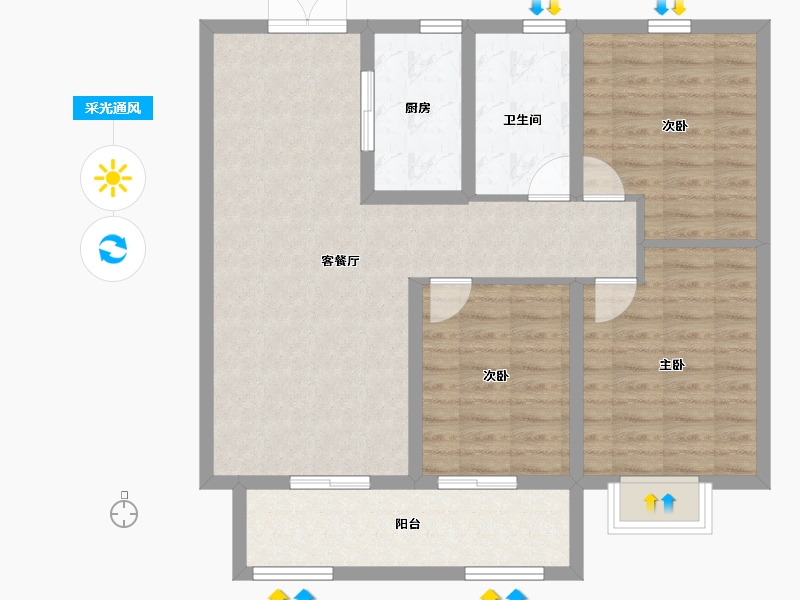 山东省-德州市-学府·豪庭-90.60-户型库-采光通风