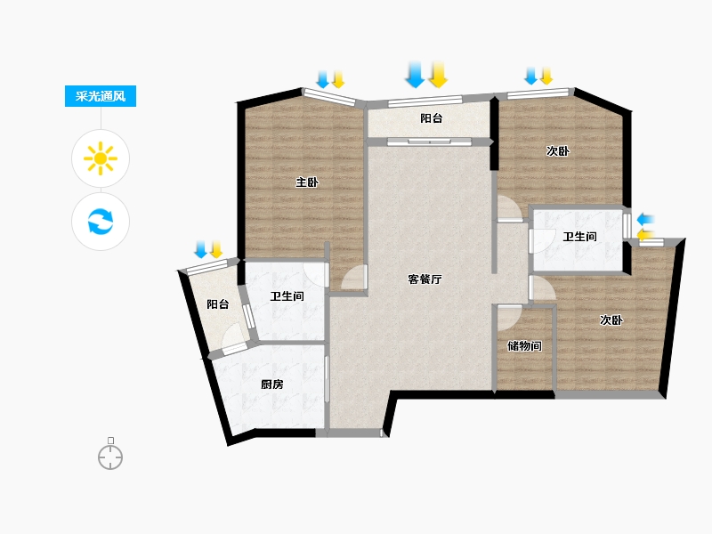 四川省-成都市-天府汇中心-123.20-户型库-采光通风