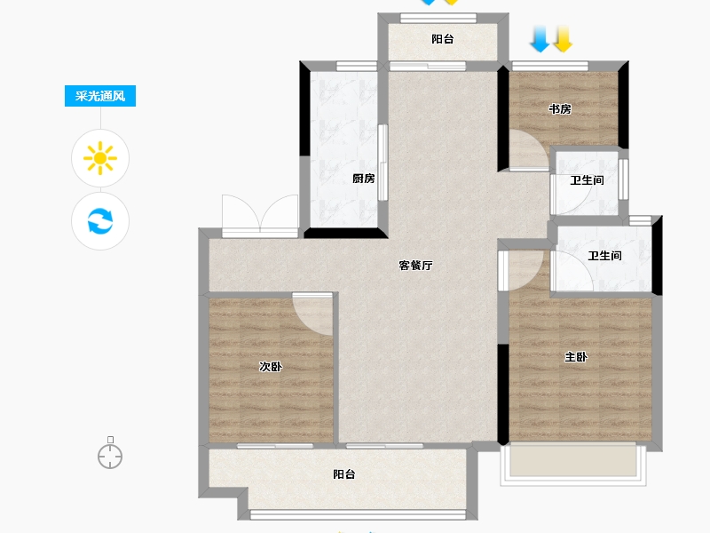 安徽省-亳州市-杭颐师大学府·状元府-92.01-户型库-采光通风