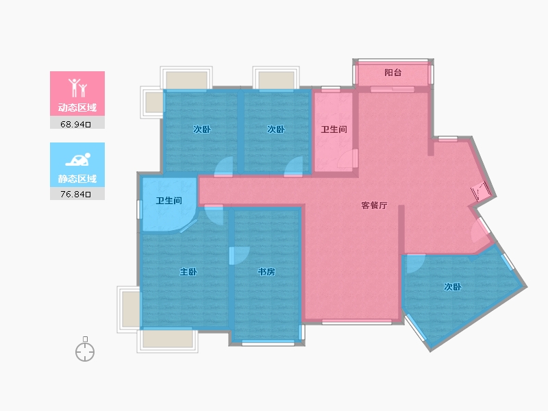 湖南省-永州市-滨江壹号-145.83-户型库-动静分区