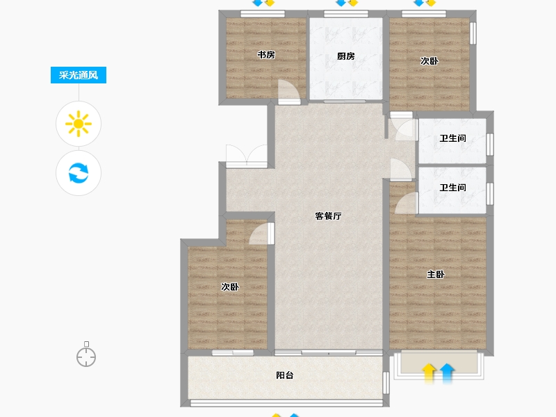 浙江省-温州市-国鸿锦悦府西苑-120.00-户型库-采光通风