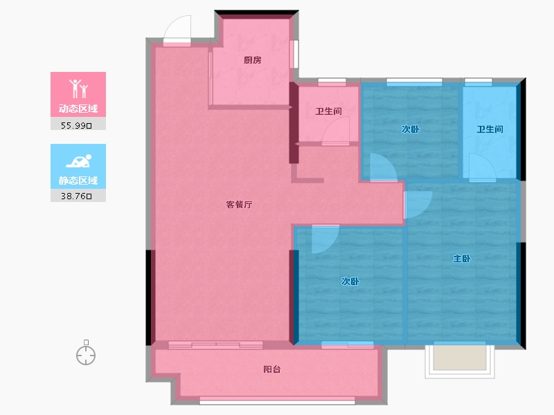 福建省-龙岩市-美伦锦山壹号-85.86-户型库-动静分区