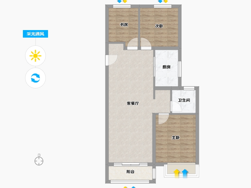 山西省-临汾市-融创未来壹号-67.49-户型库-采光通风