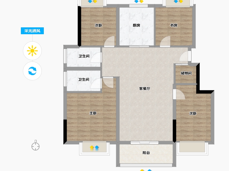 江苏省-镇江市-中南·林清月雅苑-97.79-户型库-采光通风