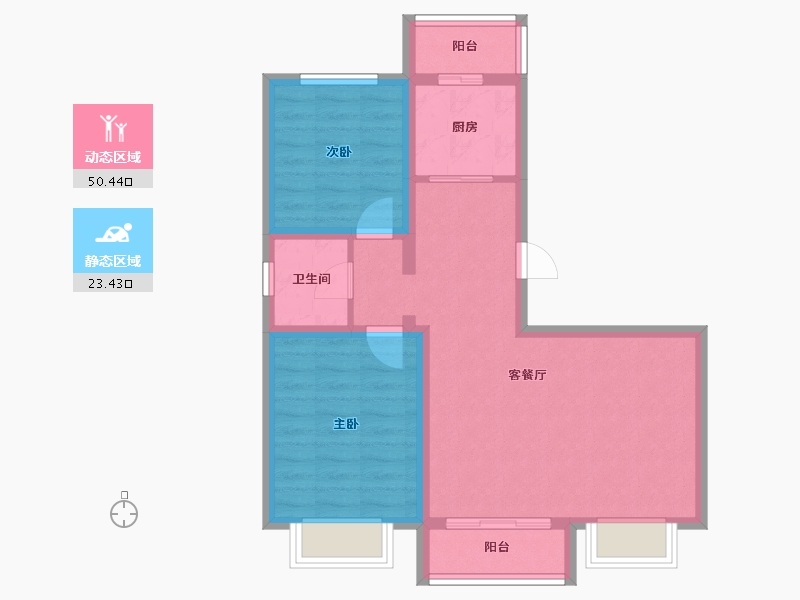 内蒙古自治区-乌兰察布市-文德世家-65.35-户型库-动静分区