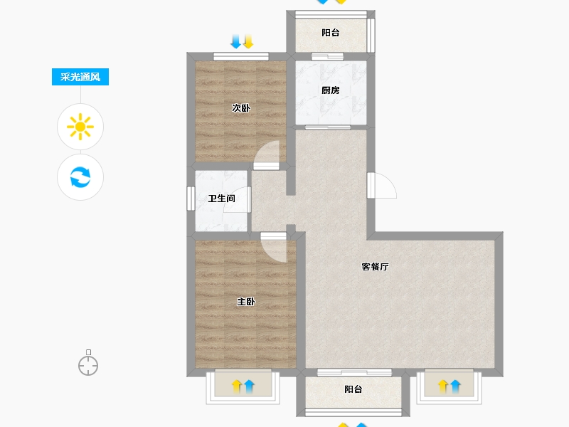 内蒙古自治区-乌兰察布市-文德世家-65.35-户型库-采光通风