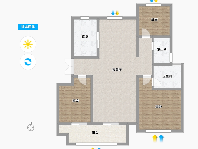 山西省-晋城市-聚德·神农华府-108.21-户型库-采光通风