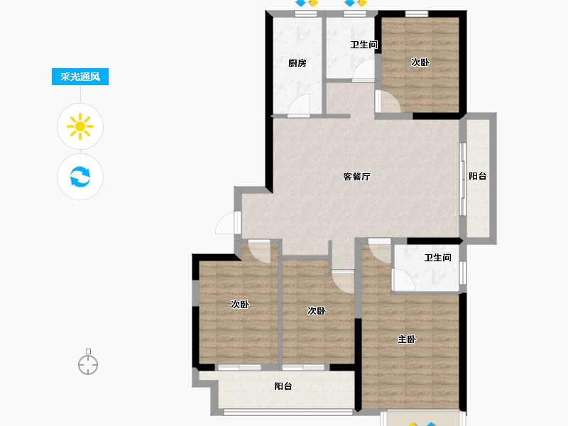 山东省-德州市-百合新城·智信园-108.80-户型库-采光通风