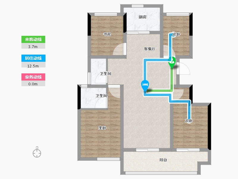 安徽省-亳州市-宝业·时代绿苑-96.81-户型库-动静线