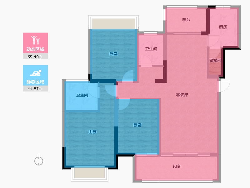 四川省-成都市-竹径悦山-98.50-户型库-动静分区