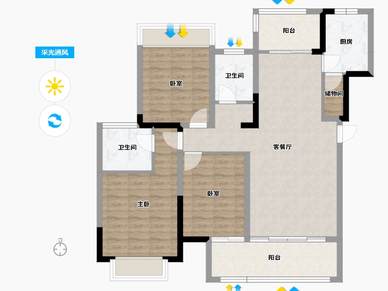 四川省-成都市-竹径悦山-98.50-户型库-采光通风