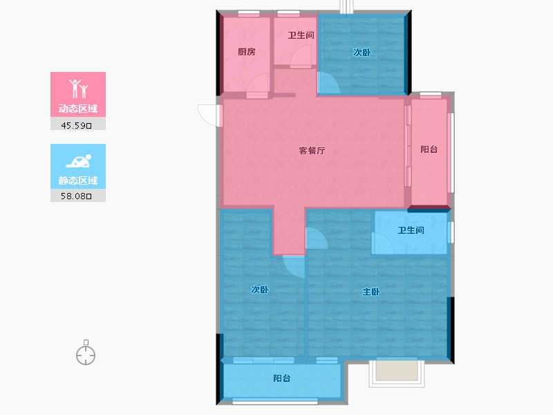 福建省-龙岩市-美伦锦山壹号-94.09-户型库-动静分区