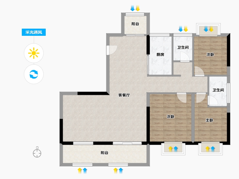 福建省-龙岩市-龙地东华园-107.99-户型库-采光通风