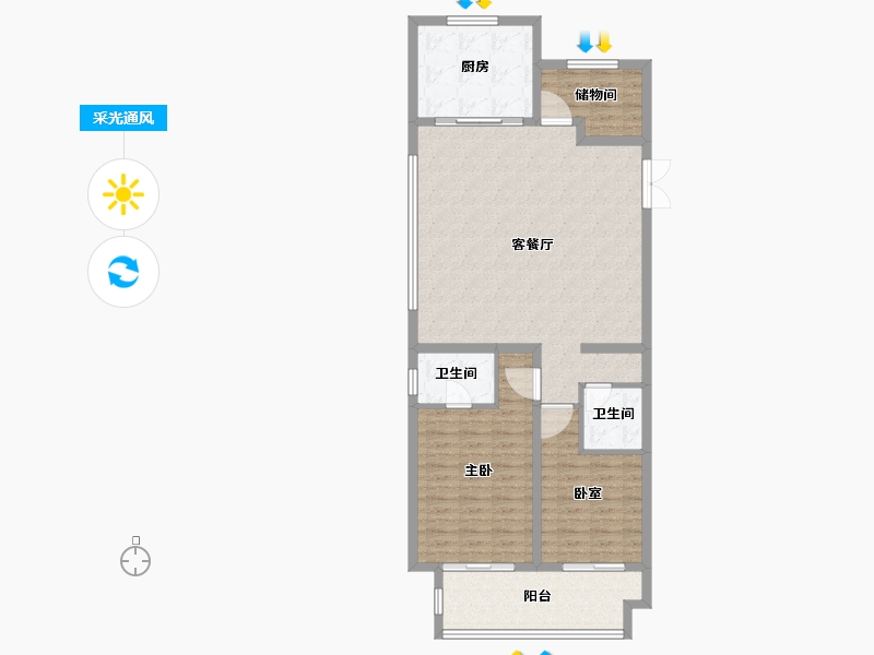 甘肃省-天水市-天水中南映江山-104.00-户型库-采光通风