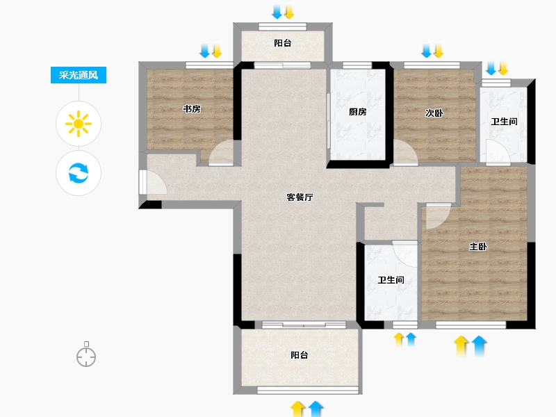 湖南省-邵阳市-​建工庆丰学府-90.61-户型库-采光通风