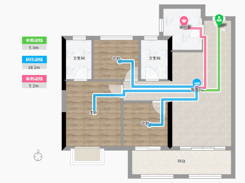 福建省-龙岩市-龙地东华园-72.97-户型库-动静线