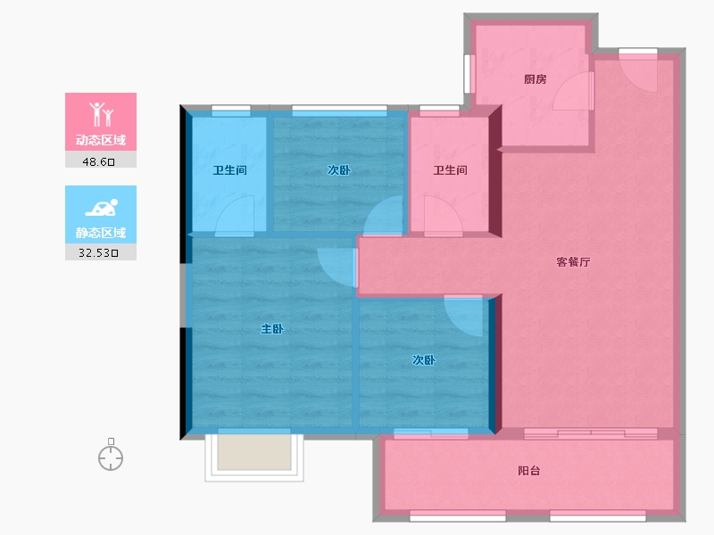 福建省-龙岩市-龙地东华园-72.97-户型库-动静分区