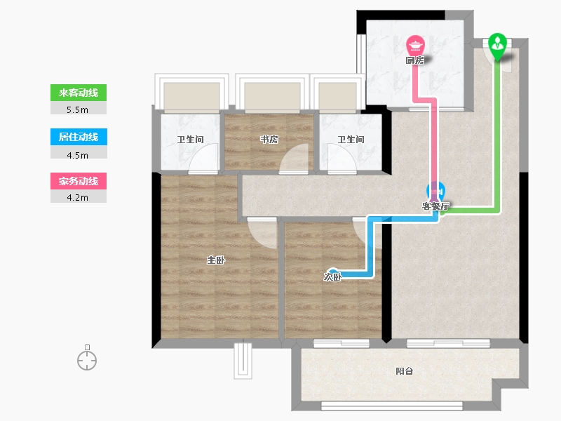 福建省-龙岩市-美伦·生态城-72.96-户型库-动静线