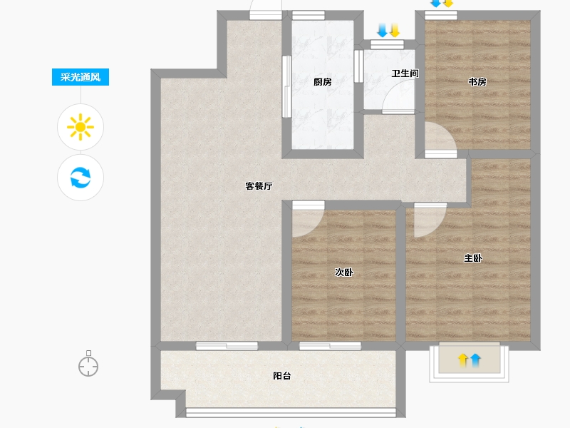 安徽省-亳州市-海亮乐澜·君樾府-84.00-户型库-采光通风