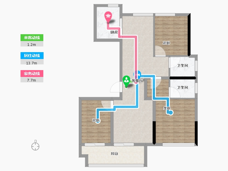 安徽省-亳州市-宝业·时代绿苑-96.81-户型库-动静线