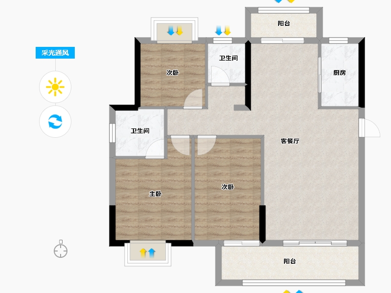 福建省-龙岩市-美伦锦山壹号-91.10-户型库-采光通风