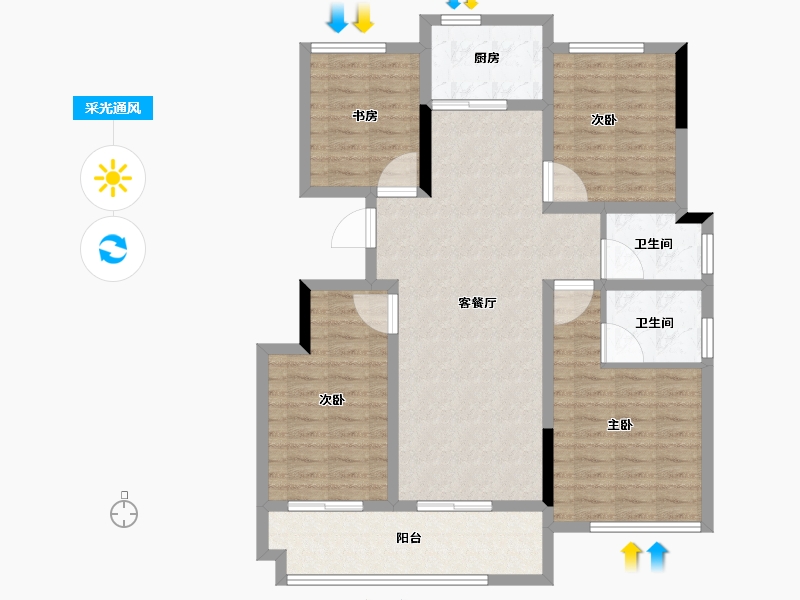 安徽省-亳州市-宝业·时代绿苑-100.01-户型库-采光通风