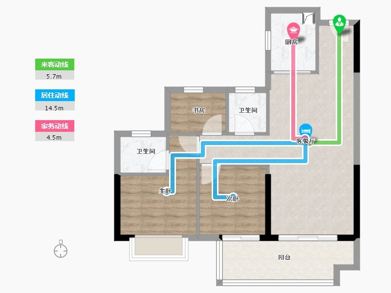 福建省-漳州市-翰盛湖滨御景-70.40-户型库-动静线