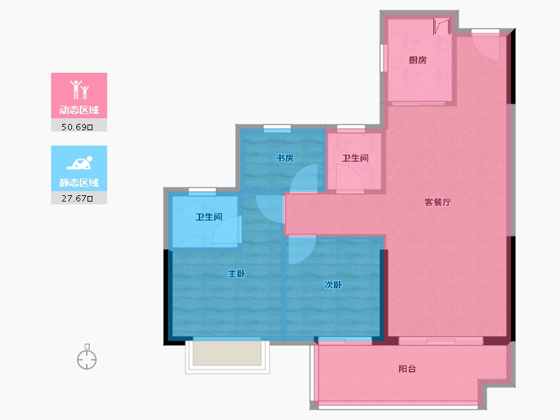 福建省-漳州市-翰盛湖滨御景-70.40-户型库-动静分区