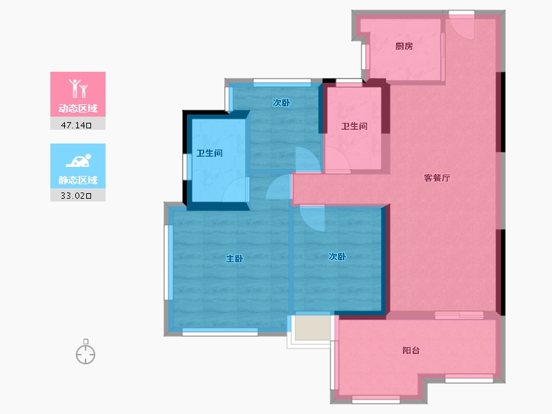 广东省-广州市-臻珑府-70.84-户型库-动静分区