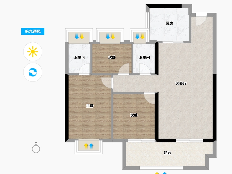 福建省-龙岩市-美伦·生态城-88.18-户型库-采光通风