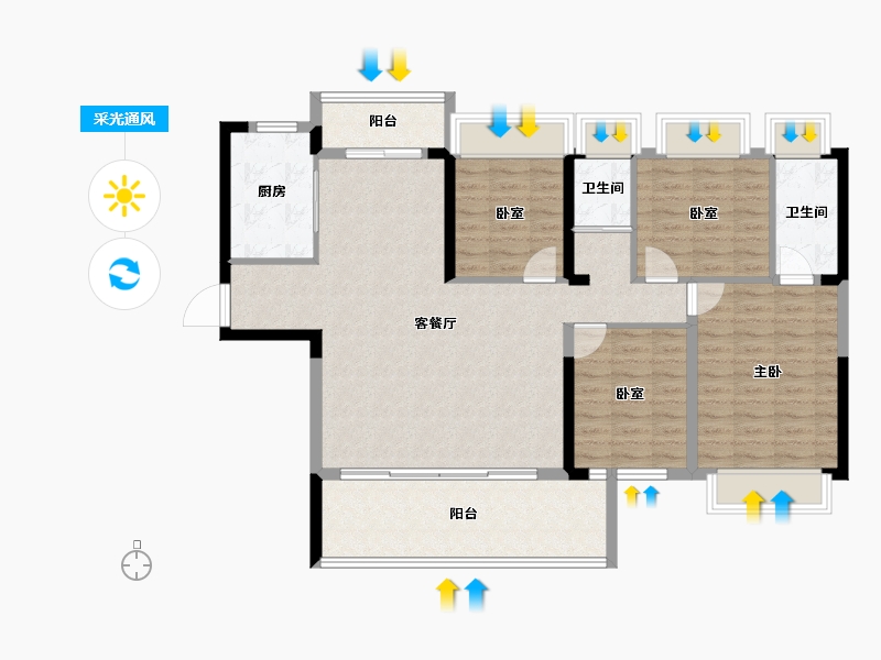 湖南省-邵阳市-​碧桂园睛川府-114.73-户型库-采光通风