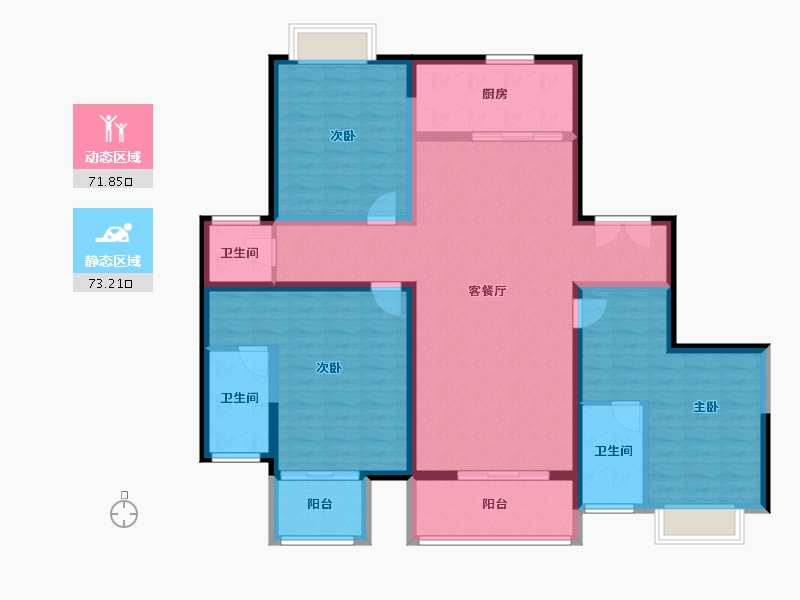 江苏省-镇江市-香江·香悦里-130.40-户型库-动静分区