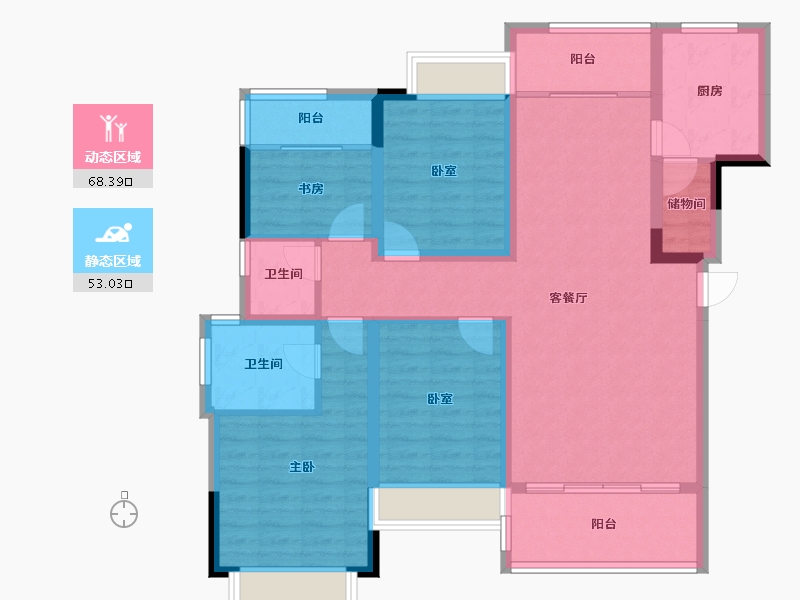 四川省-成都市-竹径悦山-108.40-户型库-动静分区