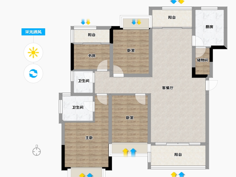 四川省-成都市-竹径悦山-108.40-户型库-采光通风