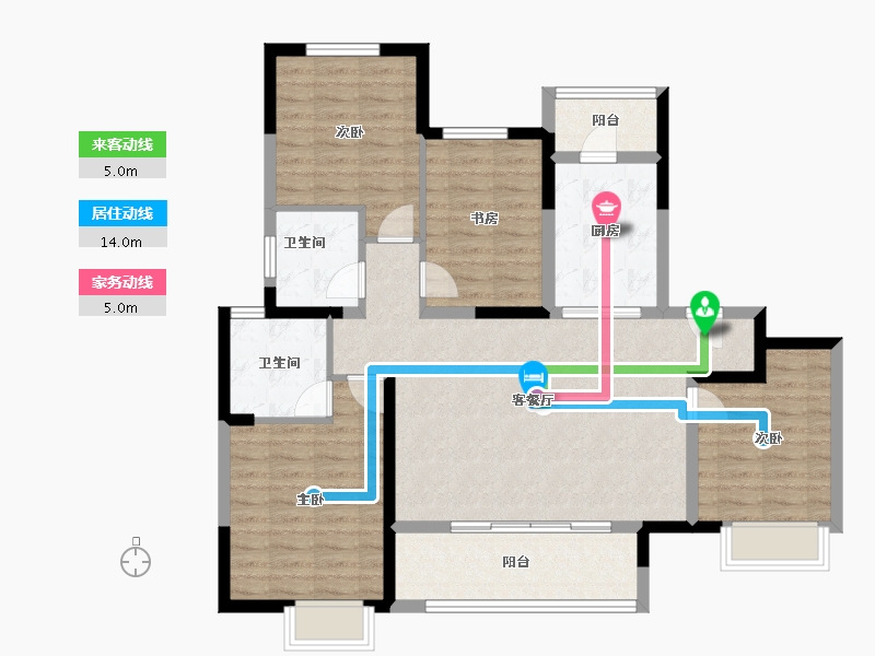 江苏省-镇江市-中南·上悦诗苑-105.00-户型库-动静线