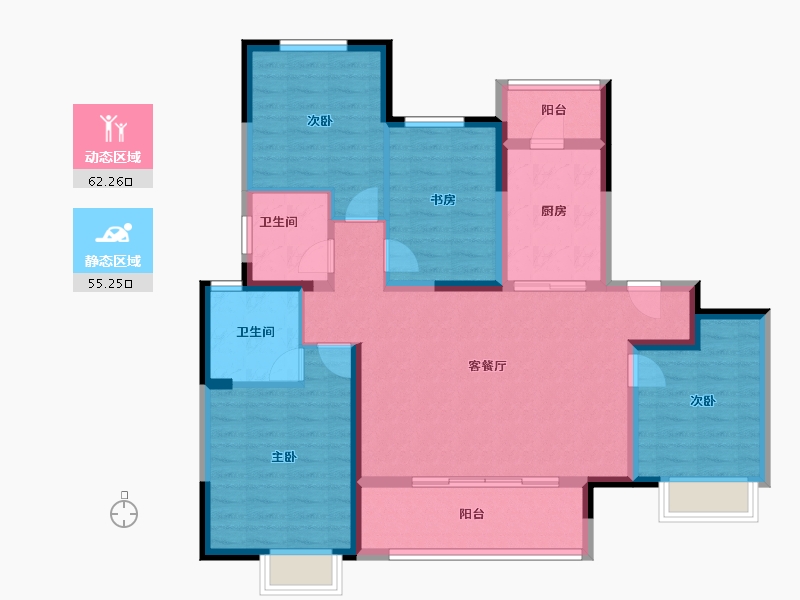 江苏省-镇江市-中南·上悦诗苑-105.00-户型库-动静分区