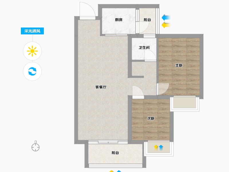 四川省-成都市-钰景湾-61.78-户型库-采光通风