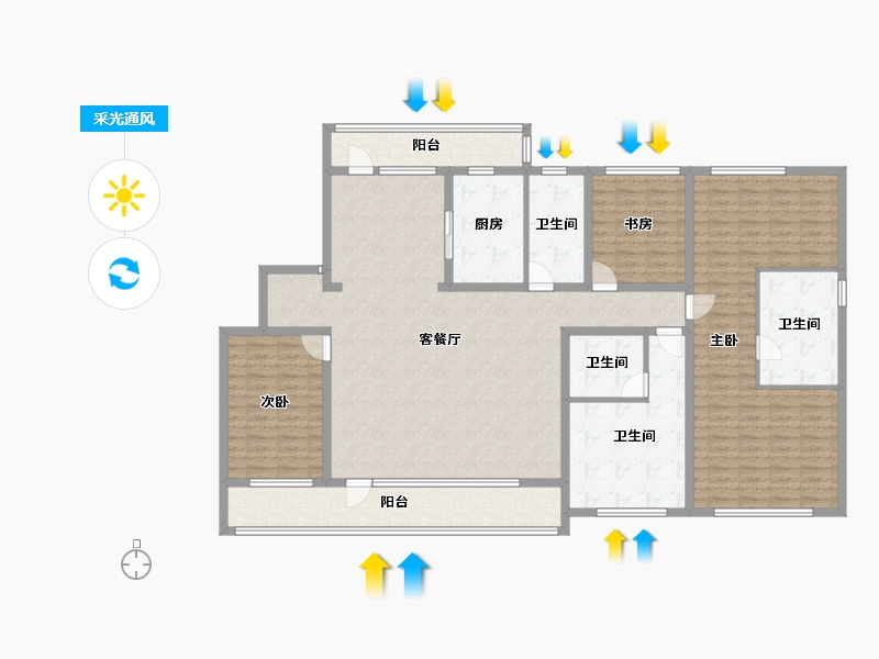 山东省-烟台市-青特悦海府-184.00-户型库-采光通风